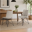 Pemberly Row Set of 2 Faux Leather Dining Chairs with Metal Base in Gray