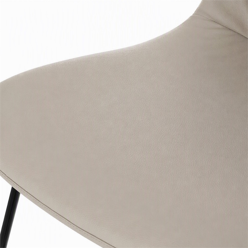 Pemberly Row Set of 2 Faux Leather Dining Chairs with Metal Base in Gray