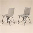 Pemberly Row Set of 2 Faux Leather Dining Chairs with Metal Base in Gray