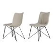 Pemberly Row Set of 2 Faux Leather Dining Chairs with Metal Base in Gray