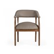 Pemberly Row Faux Leather Dining Chair in Taupe with Walnut Beechwood Frame