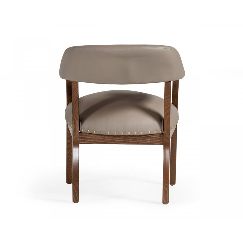 Pemberly Row Faux Leather Dining Chair in Taupe with Walnut Beechwood Frame