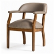 Pemberly Row Faux Leather Dining Chair in Taupe with Walnut Beechwood Frame