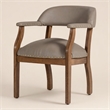 Pemberly Row Faux Leather Dining Chair in Taupe with Walnut Beechwood Frame