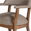 Pemberly Row Faux Leather Dining Chair in Taupe with Walnut Beechwood Frame