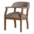 Pemberly Row Faux Leather Dining Chair in Taupe with Walnut Beechwood Frame
