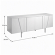 Pemberly Row 4-Door Buffet in White MDF Wood with Metal Legs