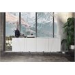 Pemberly Row 4-Door Buffet in White MDF Wood with Metal Legs