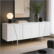 Pemberly Row 4-Door Buffet in White MDF Wood with Metal Legs