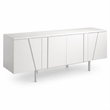 Pemberly Row 4-Door Buffet in White MDF Wood with Metal Legs