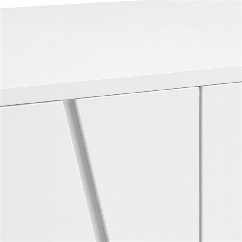 Pemberly Row 4-Door Buffet in White MDF Wood with Metal Legs