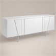 Pemberly Row 4-Door Buffet in White MDF Wood with Metal Legs