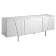 Pemberly Row 4-Door Buffet in White MDF Wood with Metal Legs
