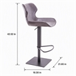 Pemberly Row Jamila Adjustable Faux Leather Bar Stool in Dark Brown