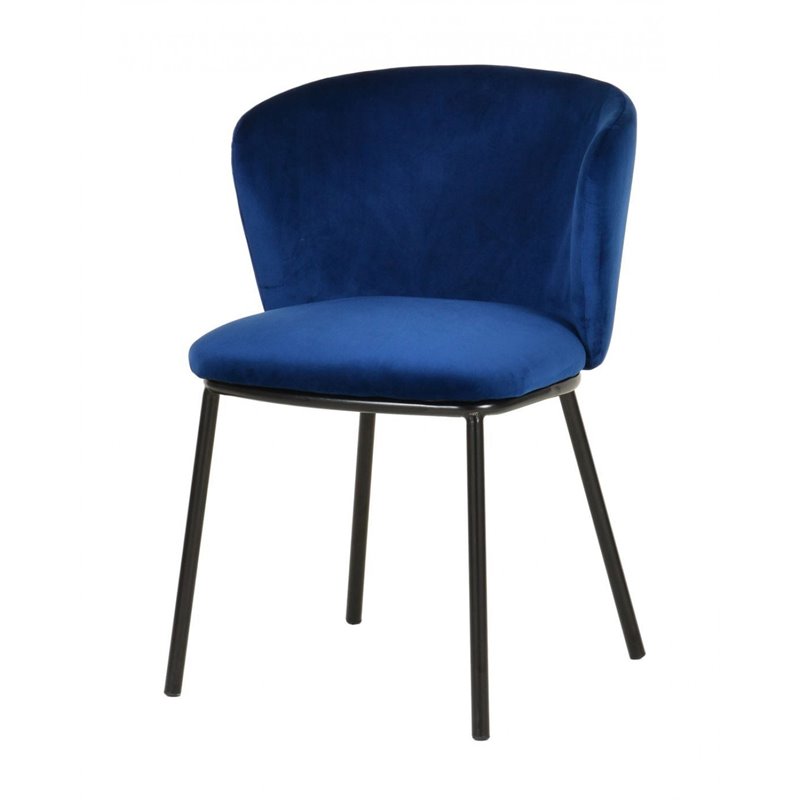 Pemberly Row Velvet Upholstered Dining Chairs in Blue (Set of 2)