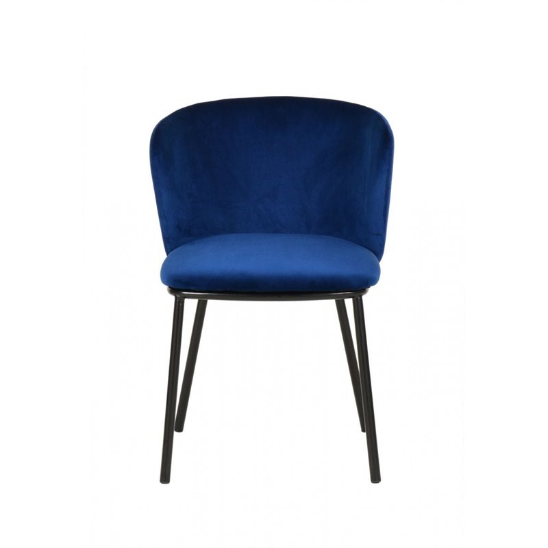 Pemberly Row Velvet Upholstered Dining Chairs in Blue (Set of 2)