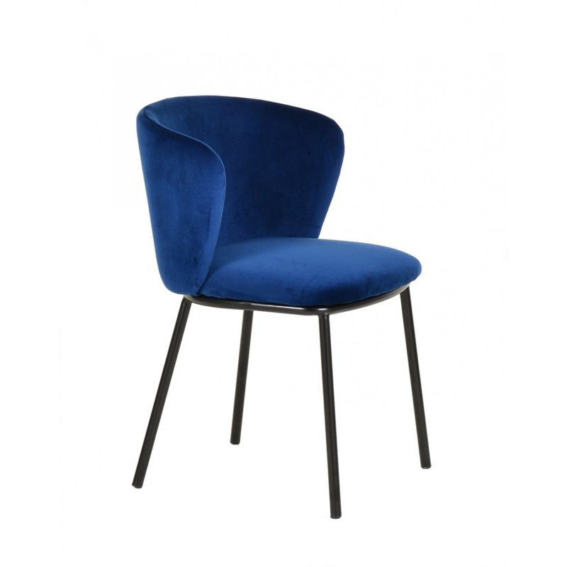 Pemberly Row Velvet Upholstered Dining Chairs in Blue (Set of 2)