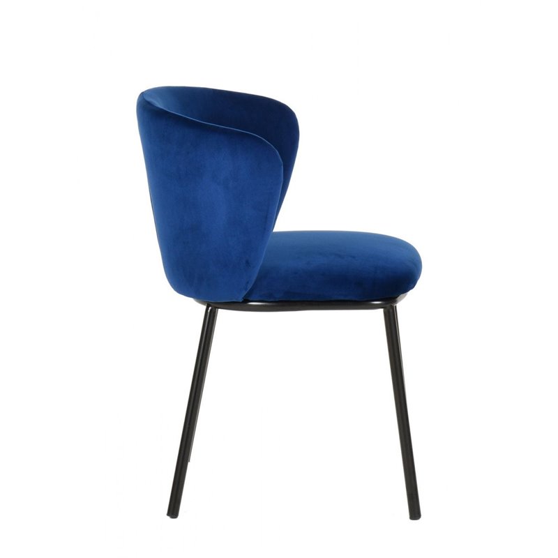 Pemberly Row Velvet Upholstered Dining Chairs in Blue (Set of 2)