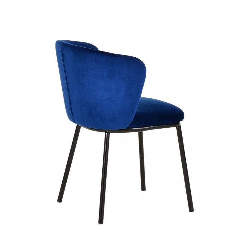 Pemberly Row Velvet Upholstered Dining Chairs in Blue (Set of 2)