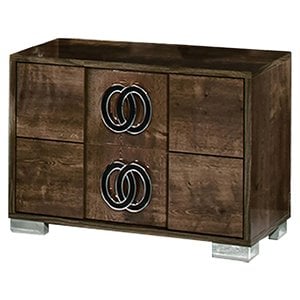 Pemberly Row Modern Wood Veneer Nightstand in Brown and Black