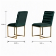 Pemberly Row Velvet Dining Chair in Green with Gold Metal Frame (Set of 2)