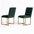 Pemberly Row Velvet Dining Chair in Green with Gold Metal Frame (Set of 2)