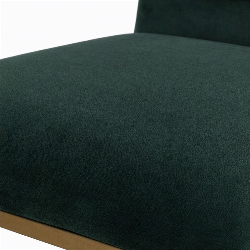 Pemberly Row Velvet Dining Chair in Green with Gold Metal Frame (Set of 2)