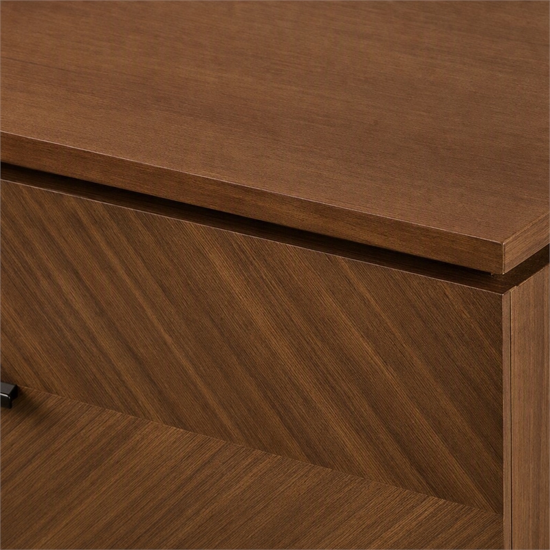 Pemberly Row Mid Century Wood & Metal Nightstand in Walnut and Black