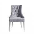 Pemberly Row Velvet Dining Chairs with Stainless Steel Legs in Gray (Set of 2)