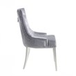 Pemberly Row Velvet Dining Chairs with Stainless Steel Legs in Gray (Set of 2)