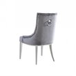 Pemberly Row Velvet Dining Chairs with Stainless Steel Legs in Gray (Set of 2)