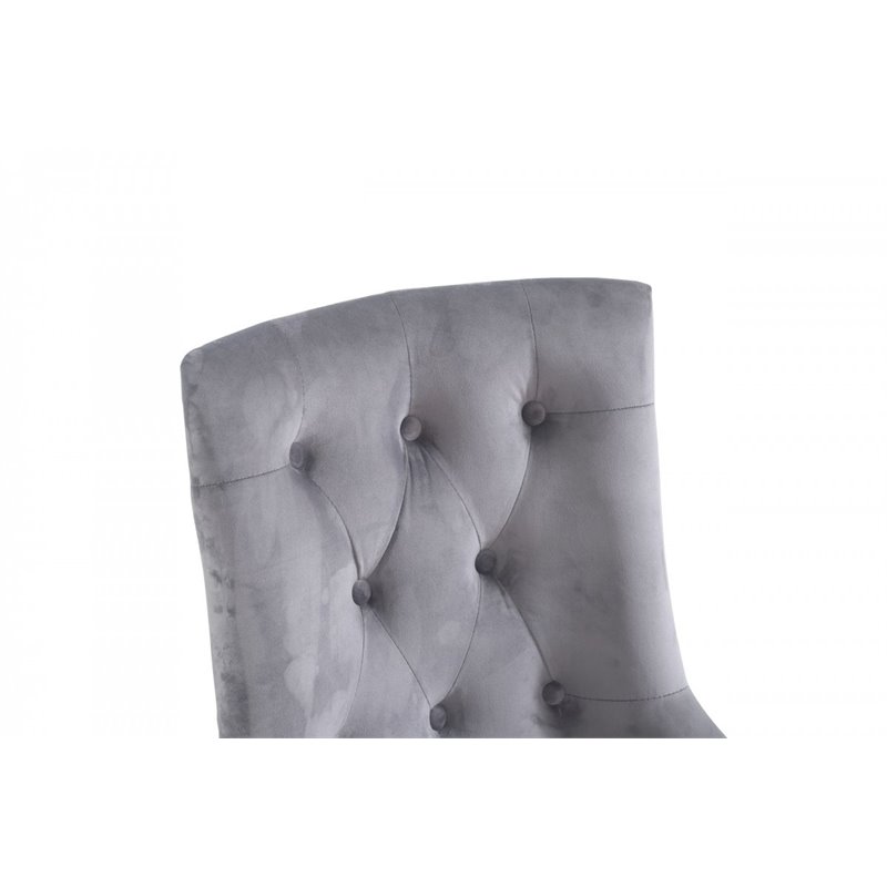 Pemberly Row Velvet Dining Chairs with Stainless Steel Legs in Gray (Set of 2)