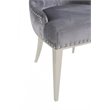 Pemberly Row Velvet Dining Chairs with Stainless Steel Legs in Gray (Set of 2)