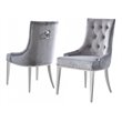Pemberly Row Velvet Dining Chairs with Stainless Steel Legs in Gray (Set of 2)