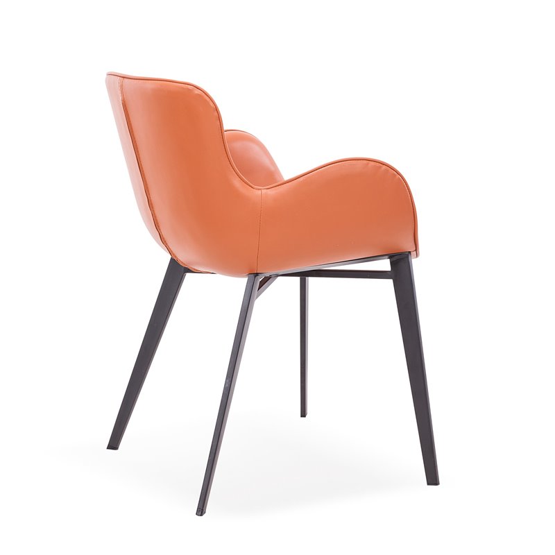 Pemberly Row Faux Leather & Metal Dining Chair in Cognac and Black