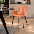 Pemberly Row Faux Leather & Metal Dining Chair in Cognac and Black