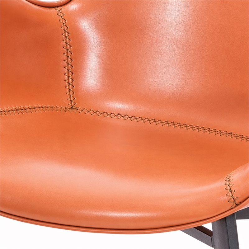 Pemberly Row Faux Leather & Metal Dining Chair in Cognac and Black