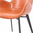 Pemberly Row Faux Leather & Metal Dining Chair in Cognac and Black