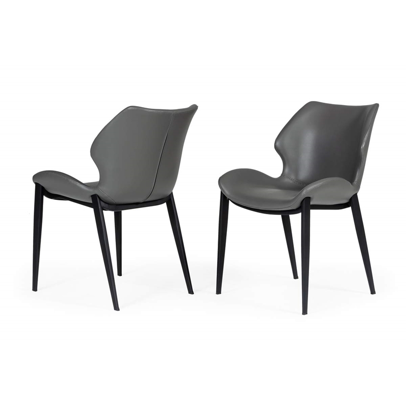 Pemberly Row Industrial Eco-Leather Dining Chairs in Gray (Set of 2)