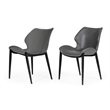 Pemberly Row Industrial Eco-Leather Dining Chairs in Gray (Set of 2)