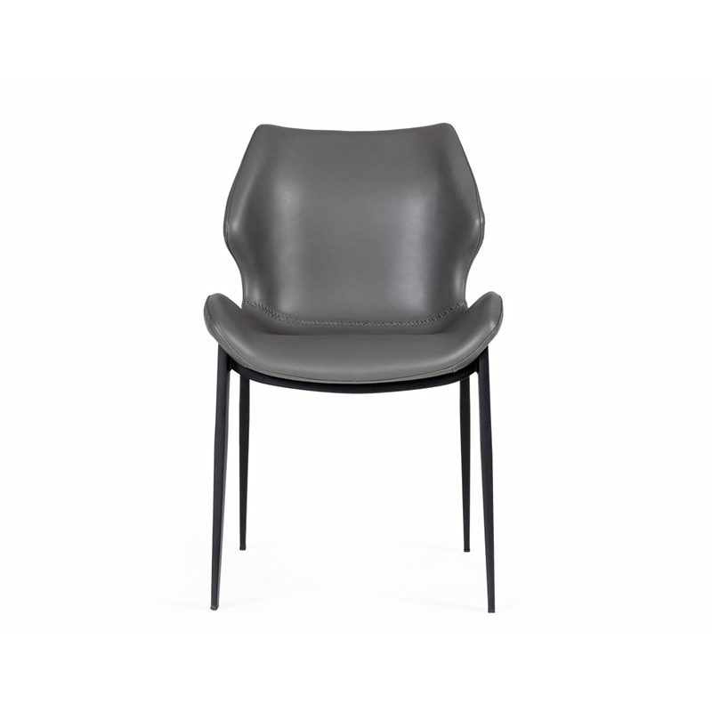 Pemberly Row Industrial Eco-Leather Dining Chairs in Gray (Set of 2)