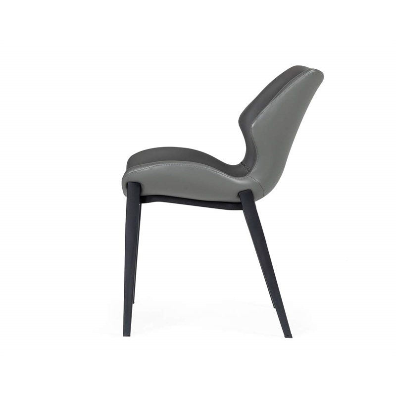 Pemberly Row Industrial Eco-Leather Dining Chairs in Gray (Set of 2)