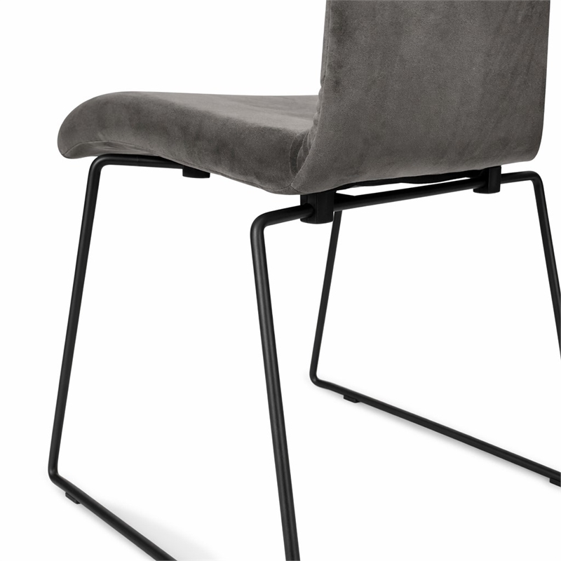 Pemberly Row Fabric Dining Chairs in Dark Gray and Black Metal (Set of 2)