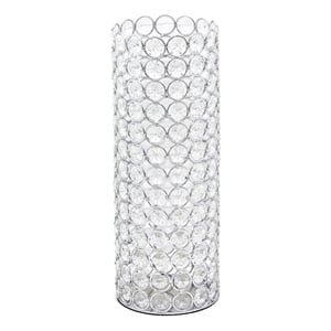 Pemberly Row Crystal Decorative Vase with Chrome-Plated Frame