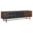 Pemberly Row Mid-Century Wood TV Stand with Drawers and Gray Compartments