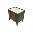 Pemberly Row Mid-Century Nightstand in Dark Brown with White Accents