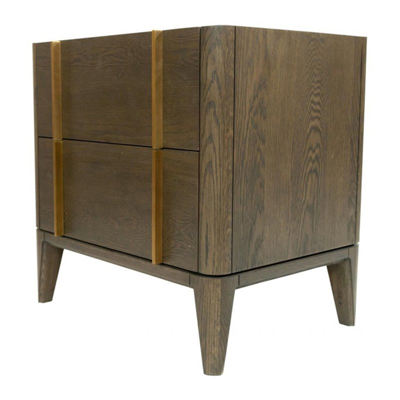 Pemberly Row Mid-Century Nightstand in Dark Brown with White Accents