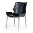 Pemberly Row Set of 2 Black Eco-Leather Dining Chairs with Metal Legs