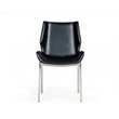 Pemberly Row Set of 2 Black Eco-Leather Dining Chairs with Metal Legs