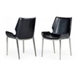 Pemberly Row Set of 2 Black Eco-Leather Dining Chairs with Metal Legs